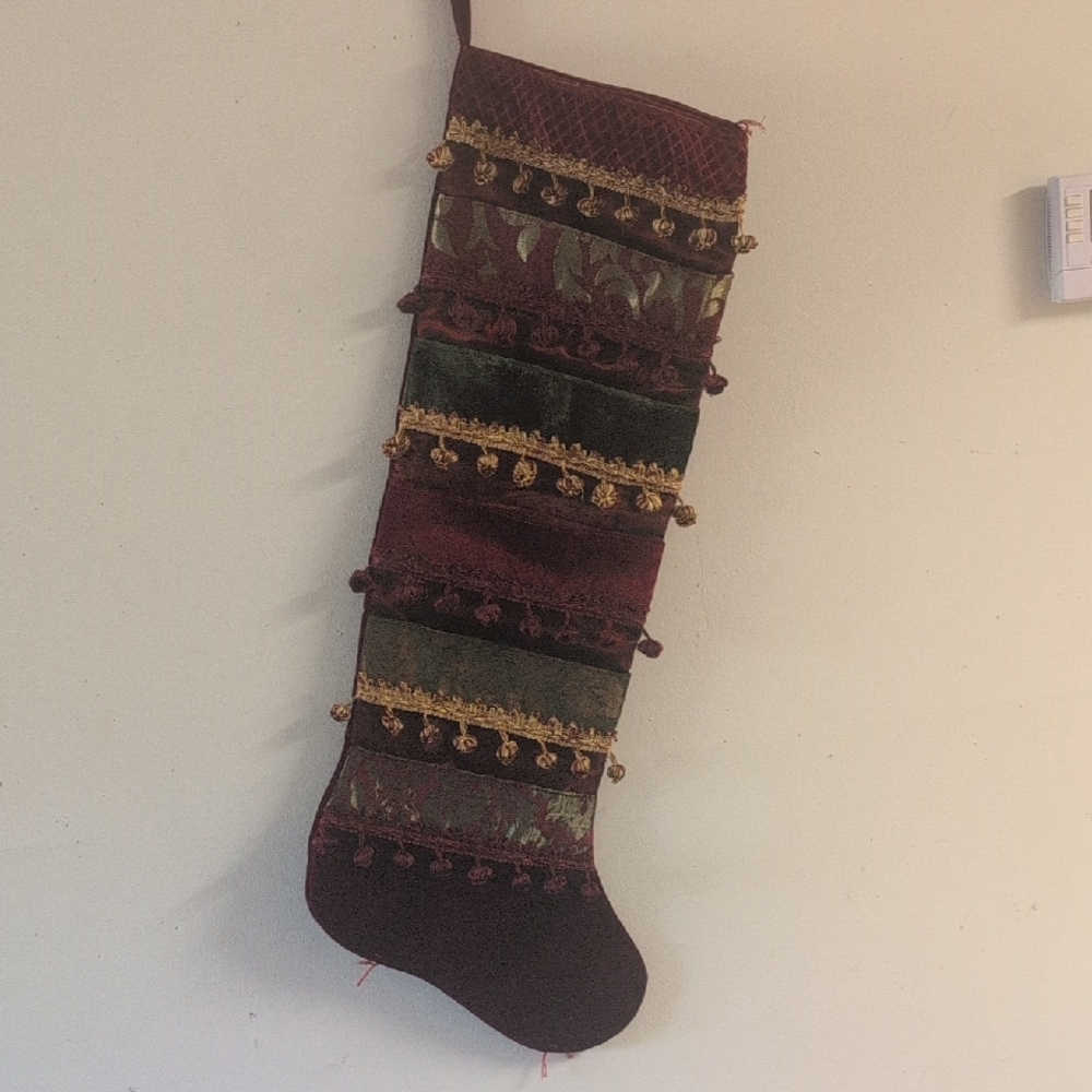 VTG Giant 33" Velvet And Brocade Christmas Stocking